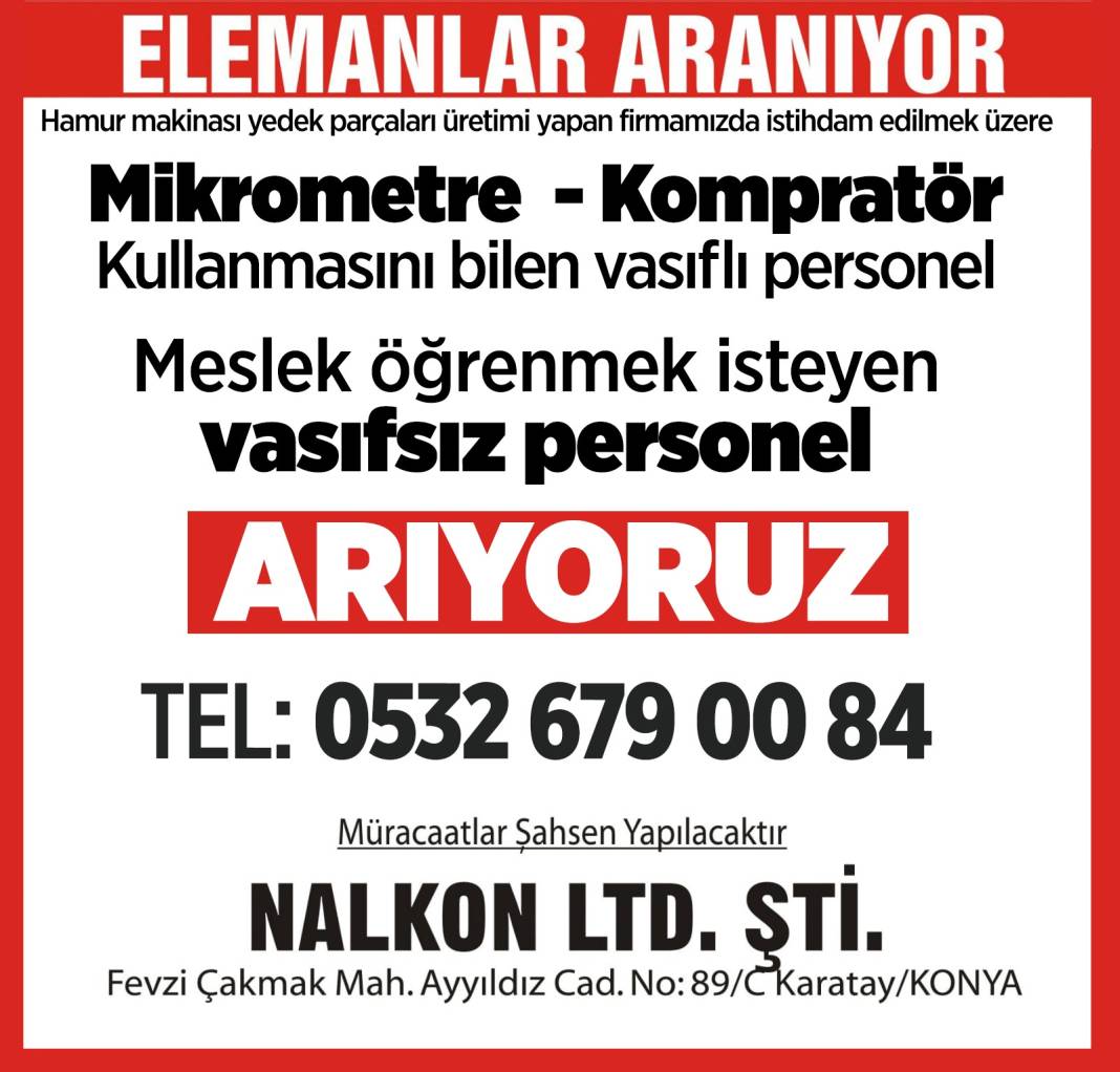 Konya güncel iş ilanları - Eleman İlanları Konya