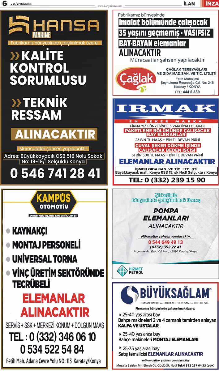 Konya İmza E-GAZETE (01/07 Ekim 2024) 6