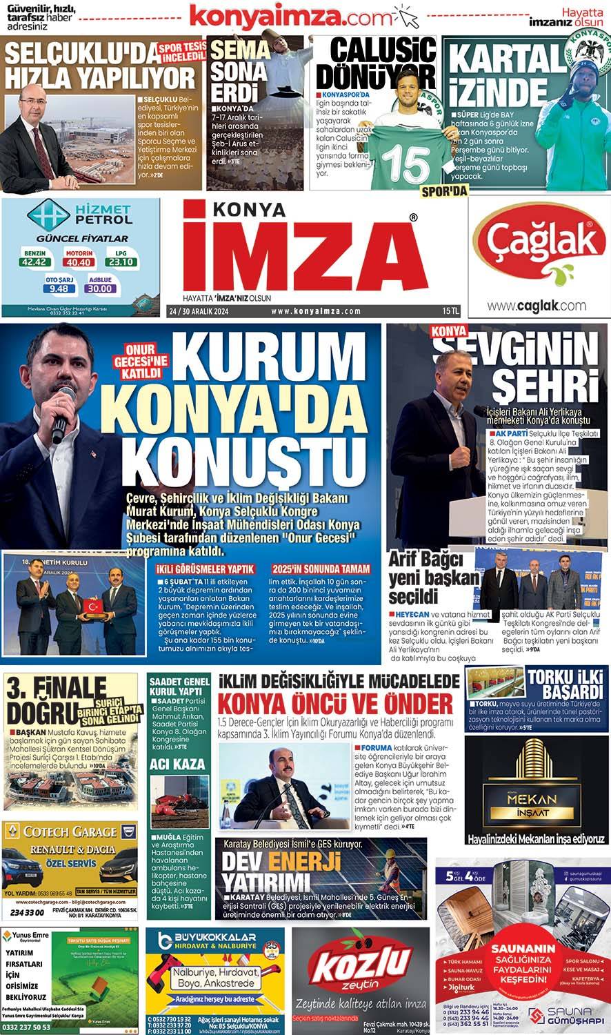 Konya İmza E-GAZETE 24/30 Aralık 2024- Konya gazete oku - Yerel gazete oku 1