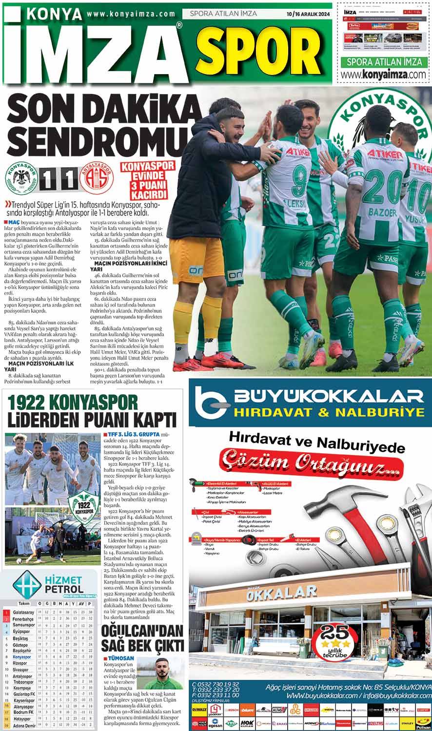 Konya İmza E-Gazete 10 Aralık Salı /  Konya gazete oku- Konya yerel gazete 12