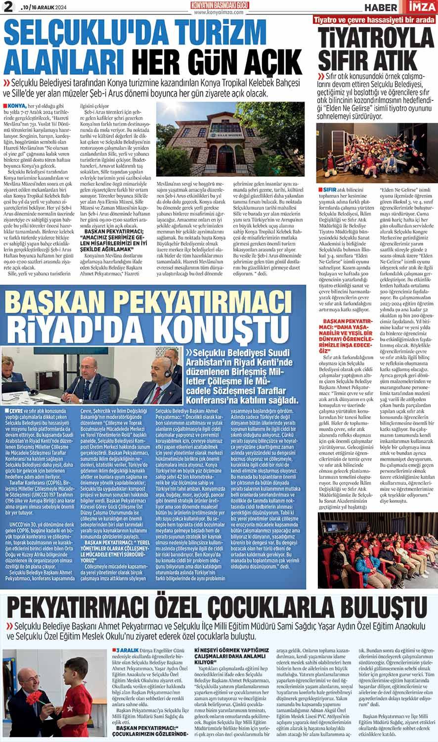 Konya İmza E-Gazete 10 Aralık Salı /  Konya gazete oku- Konya yerel gazete 2