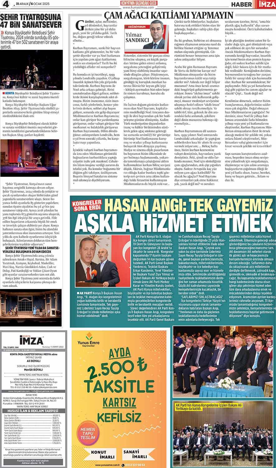 Konya İmza E-GAZETE 31 Aralık/6 Ocak 2025- Konya gazete oku - Yerel gazete oku 4