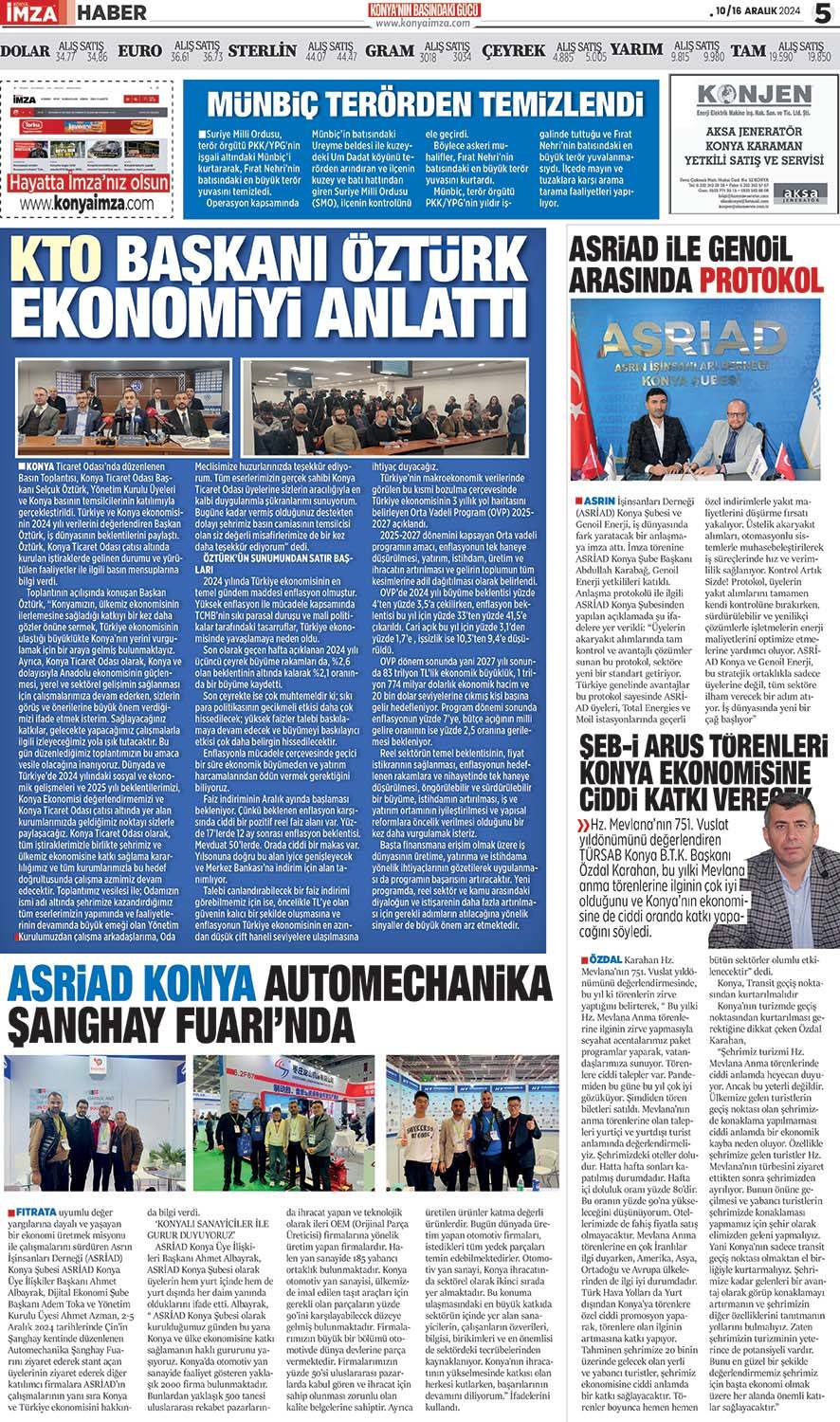 Konya İmza E-Gazete 10 Aralık Salı /  Konya gazete oku- Konya yerel gazete 5