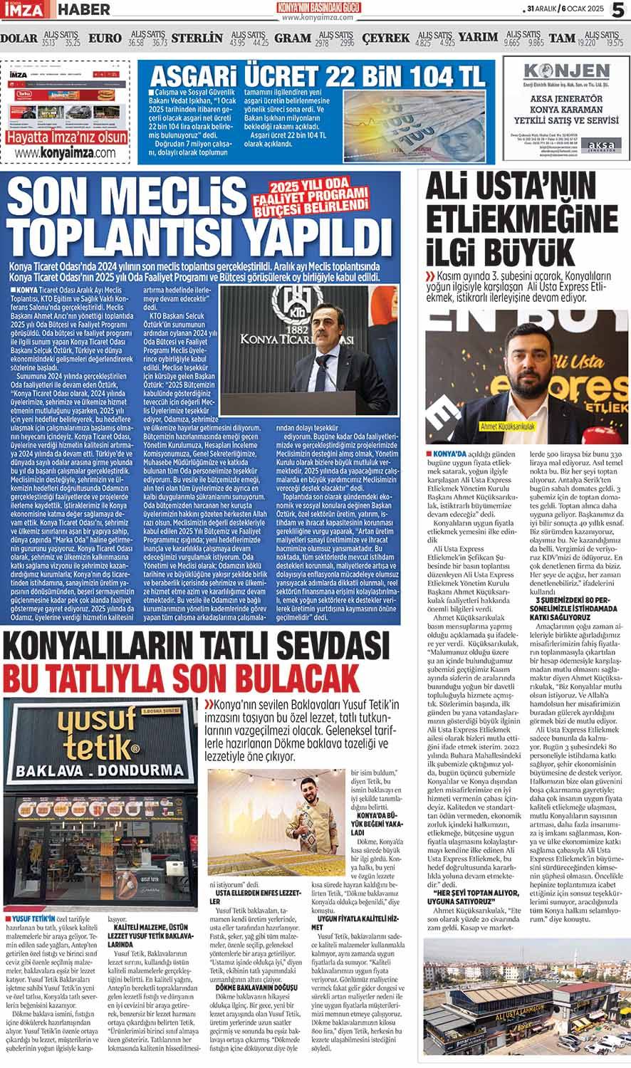 Konya İmza E-GAZETE 31 Aralık/6 Ocak 2025- Konya gazete oku - Yerel gazete oku 5