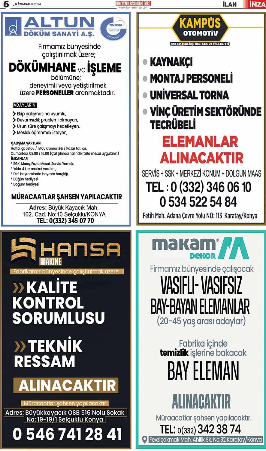 Konya İmza E-GAZETE (17/23 Aralık 2024)  - Konya gazete oku- Konya yerel gazete 6