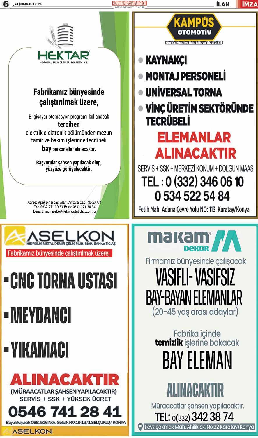 Konya İmza E-GAZETE 24/30 Aralık 2024- Konya gazete oku - Yerel gazete oku 6