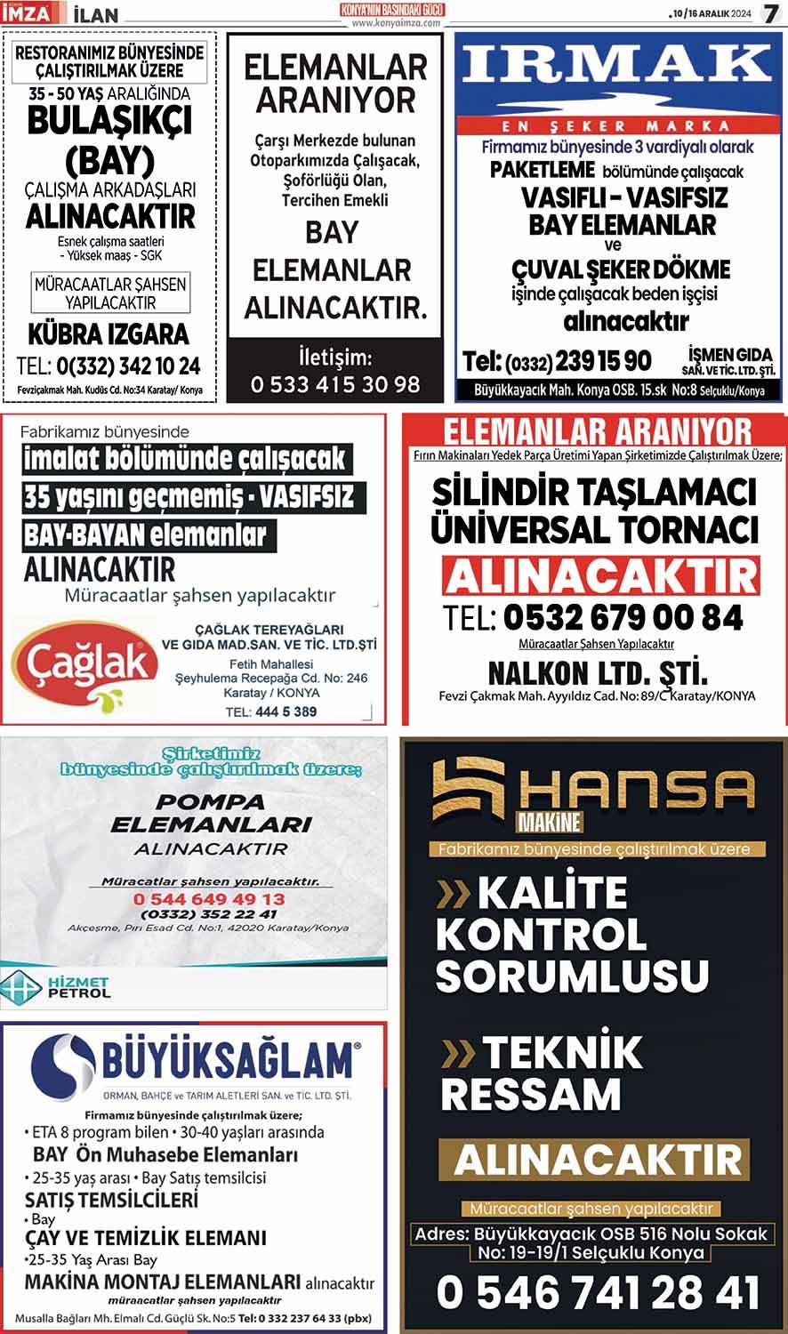 Konya İmza E-Gazete 10 Aralık Salı /  Konya gazete oku- Konya yerel gazete 7