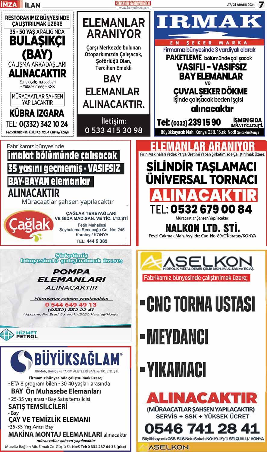 Konya İmza E-GAZETE (17/23 Aralık 2024)  - Konya gazete oku- Konya yerel gazete 7