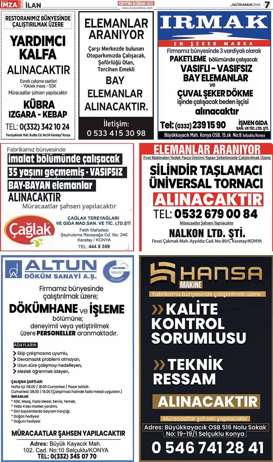 Konya İmza E-GAZETE 24/30 Aralık 2024- Konya gazete oku - Yerel gazete oku 7