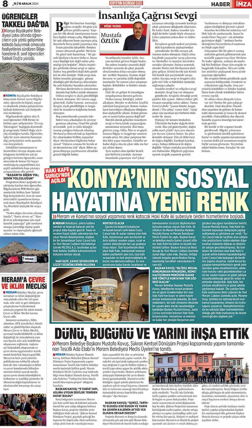 Konya İmza E-Gazete 10 Aralık Salı /  Konya gazete oku- Konya yerel gazete 8