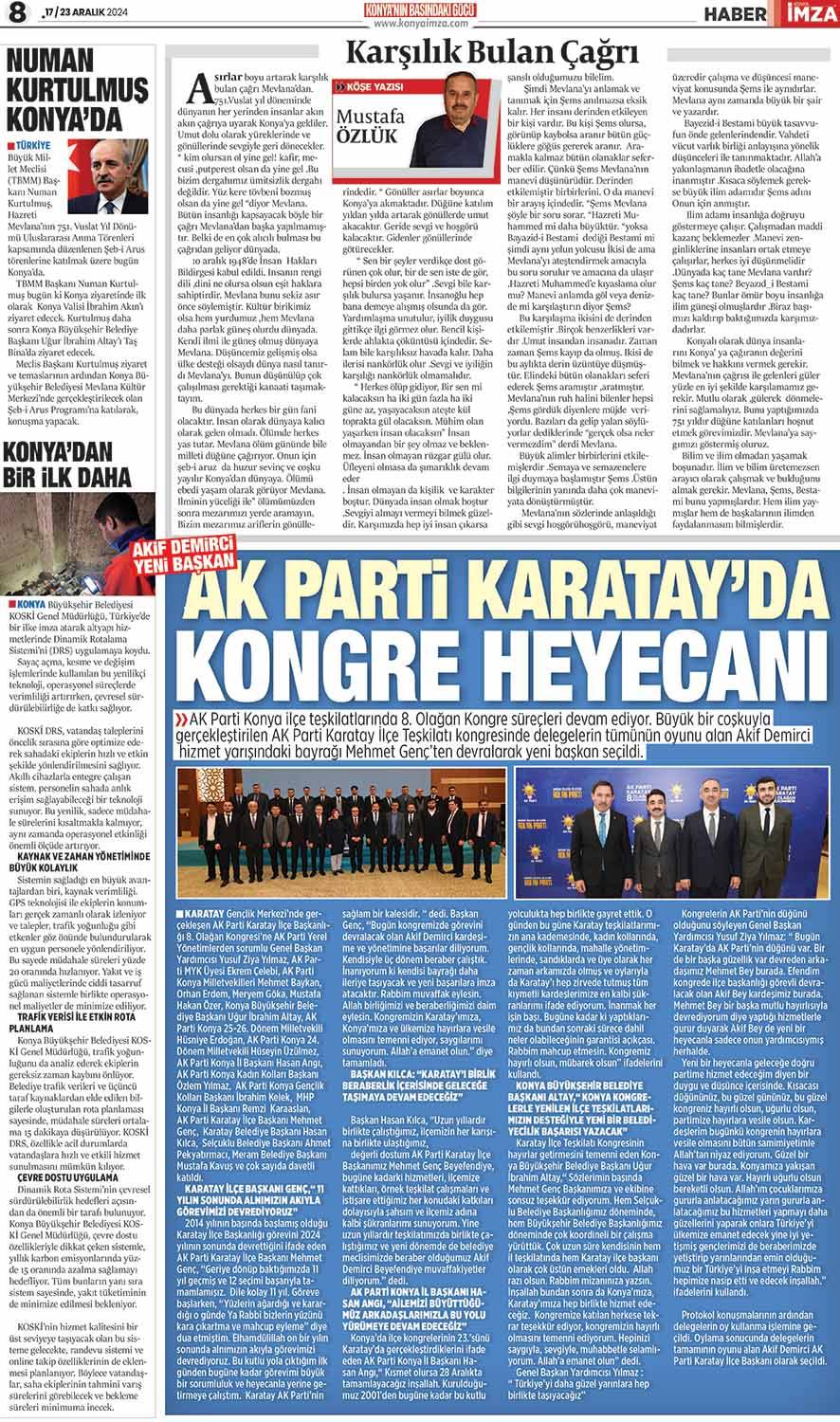 Konya İmza E-GAZETE (17/23 Aralık 2024)  - Konya gazete oku- Konya yerel gazete 8