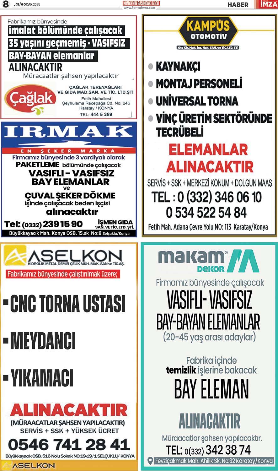 Konya İmza E-GAZETE 31 Aralık/6 Ocak 2025- Konya gazete oku - Yerel gazete oku 8