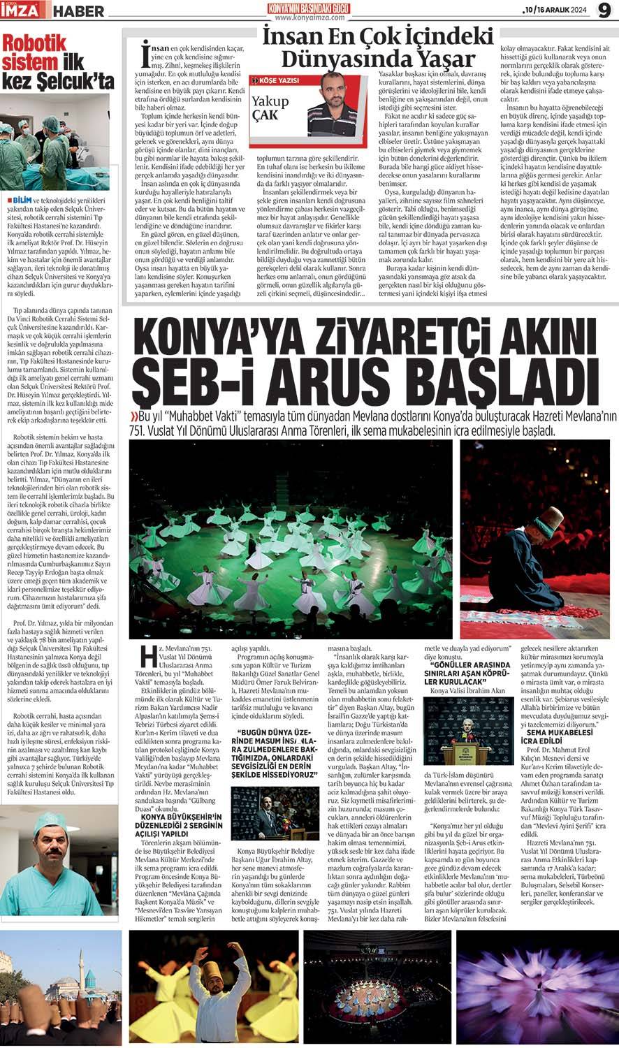 Konya İmza E-Gazete 10 Aralık Salı /  Konya gazete oku- Konya yerel gazete 9