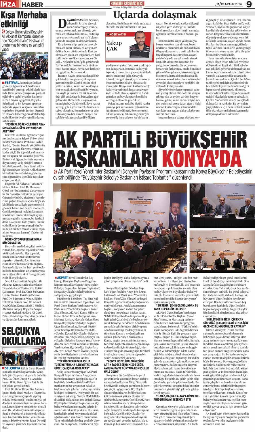 Konya İmza E-GAZETE (17/23 Aralık 2024)  - Konya gazete oku- Konya yerel gazete 9