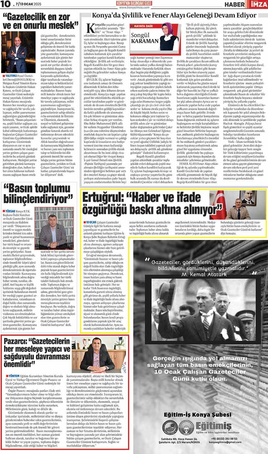 Konya İmza E-Gazete 7/13 Ocak 2025 - Konya gazete oku - Konya yerel gazeteler 10