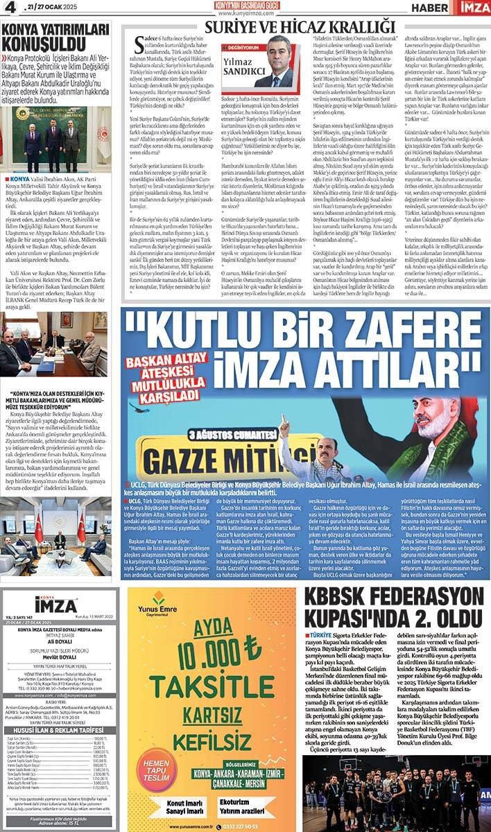 Konya İmza E - Gazete! 21 / 27 Ocak 2025 4