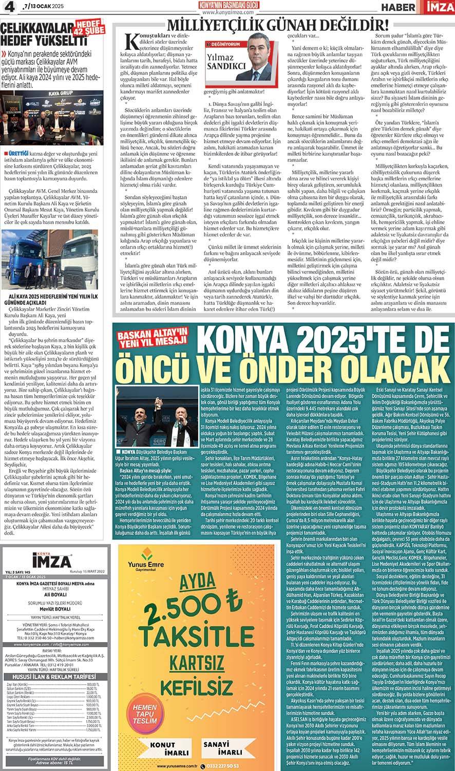 Konya İmza E-Gazete 7/13 Ocak 2025 - Konya gazete oku - Konya yerel gazeteler 4