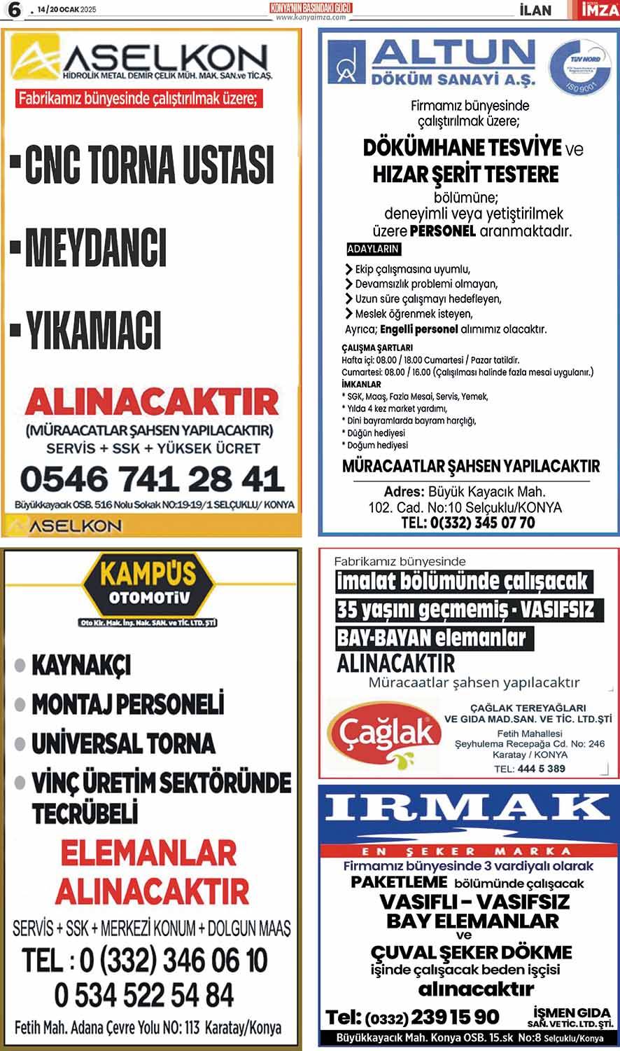 Konya İmza E- Gazete! Konya İmza gazetesi sayfaları! - Konya gazete oku 6