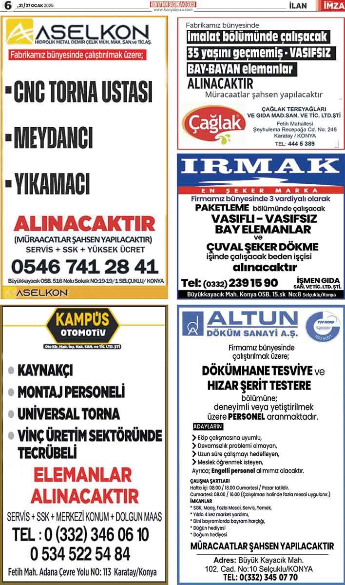 Konya İmza E - Gazete! 21 / 27 Ocak 2025 6