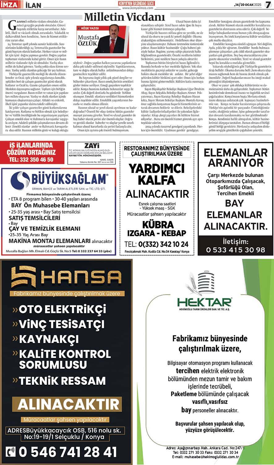 Konya İmza E- Gazete! Konya İmza gazetesi sayfaları! - Konya gazete oku 7