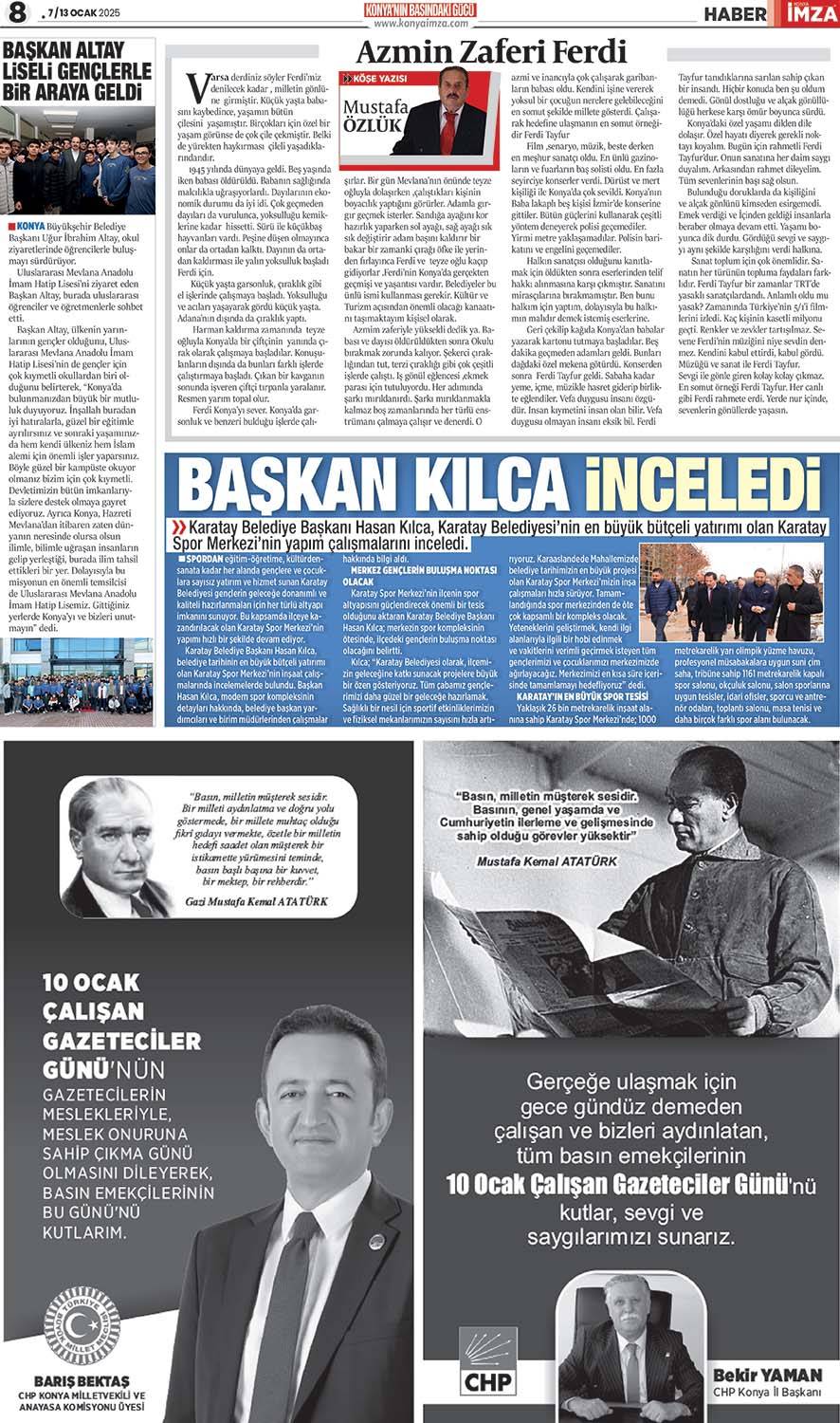 Konya İmza E-Gazete 7/13 Ocak 2025 - Konya gazete oku - Konya yerel gazeteler 8