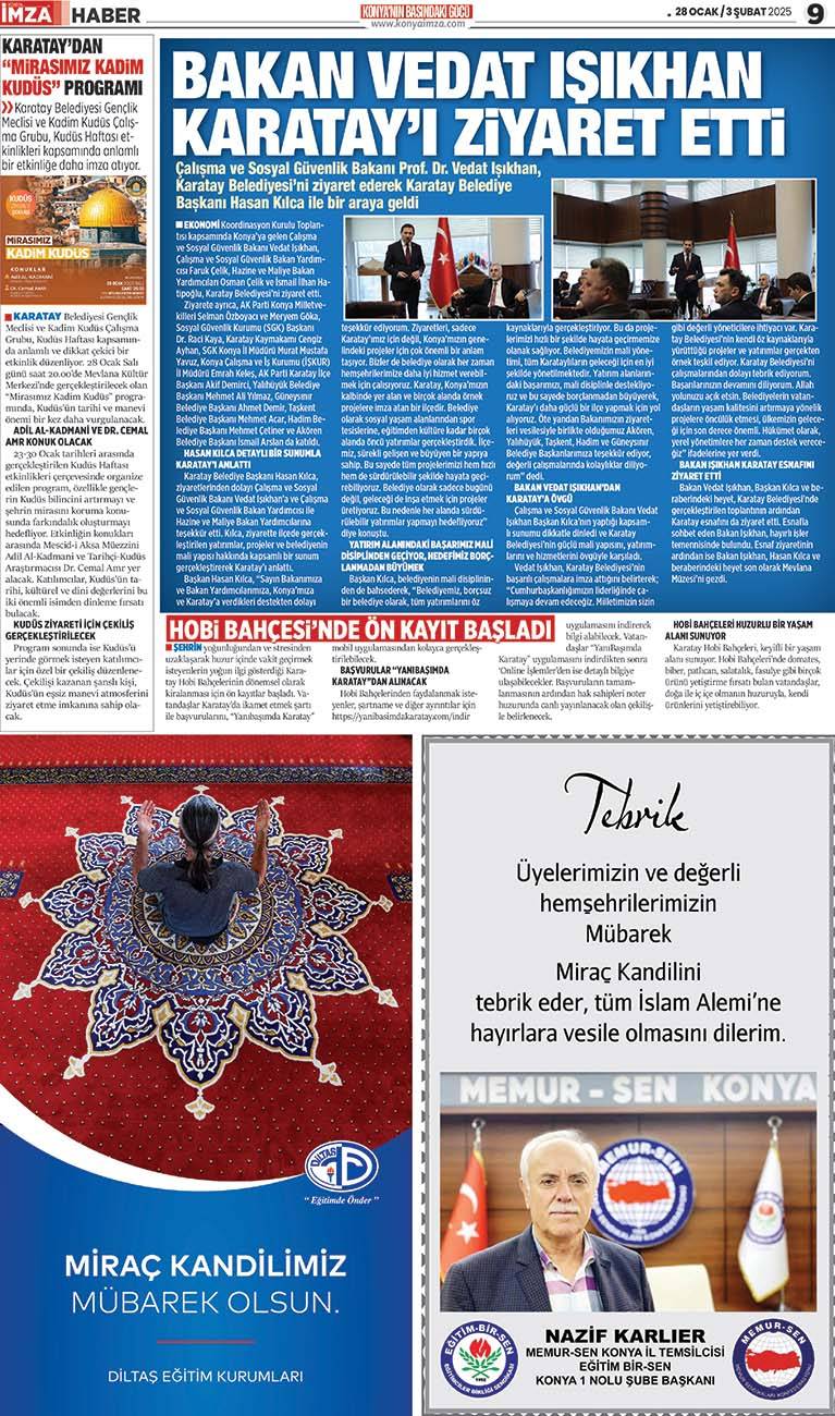 Konya İmza E-GAZETE: 28 Ocak / 3 Şubat 2025 9