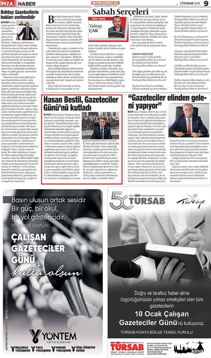 Konya İmza E-Gazete 7/13 Ocak 2025 - Konya gazete oku - Konya yerel gazeteler 9