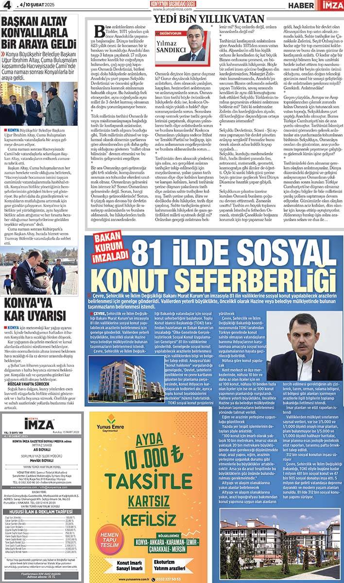 Konya İmza E-GAZETE 4 / 10 Şubat 2025 4