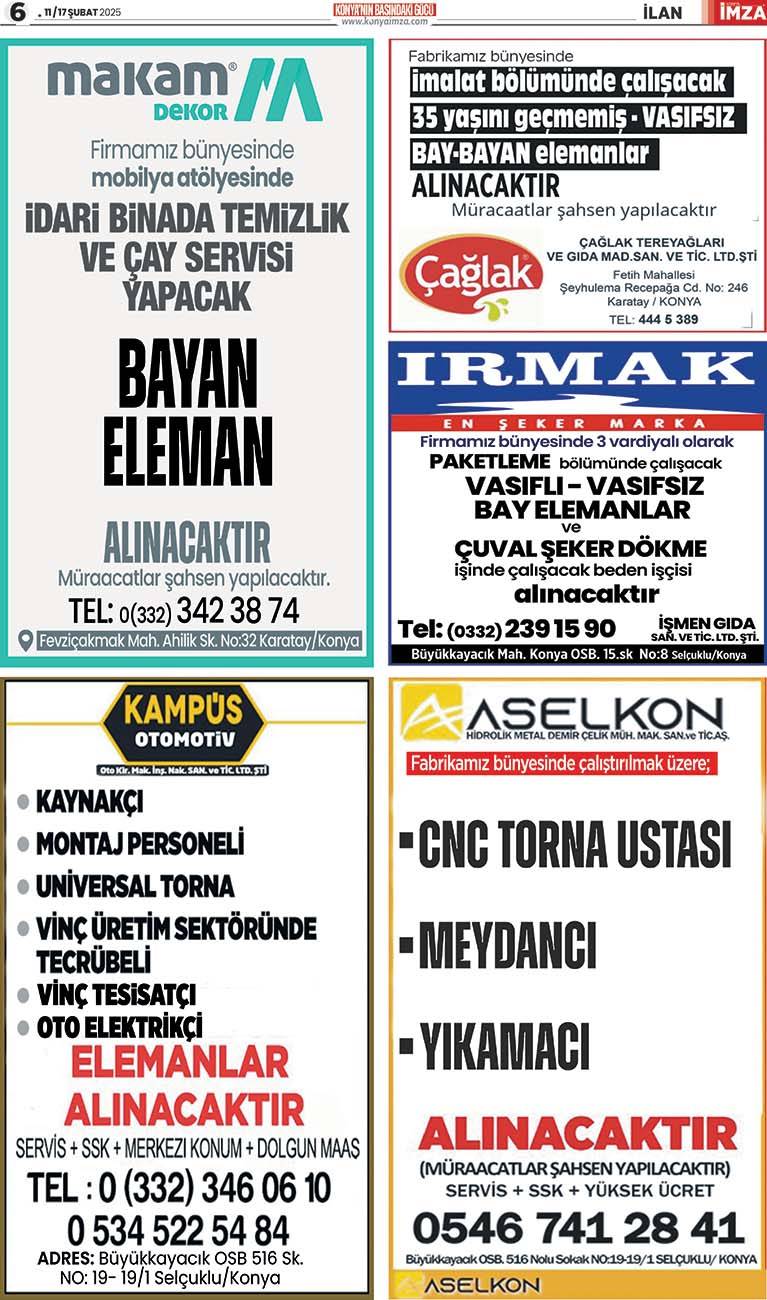 Konya İmza E-GAZETE (11/17 Şubat 2025) 6