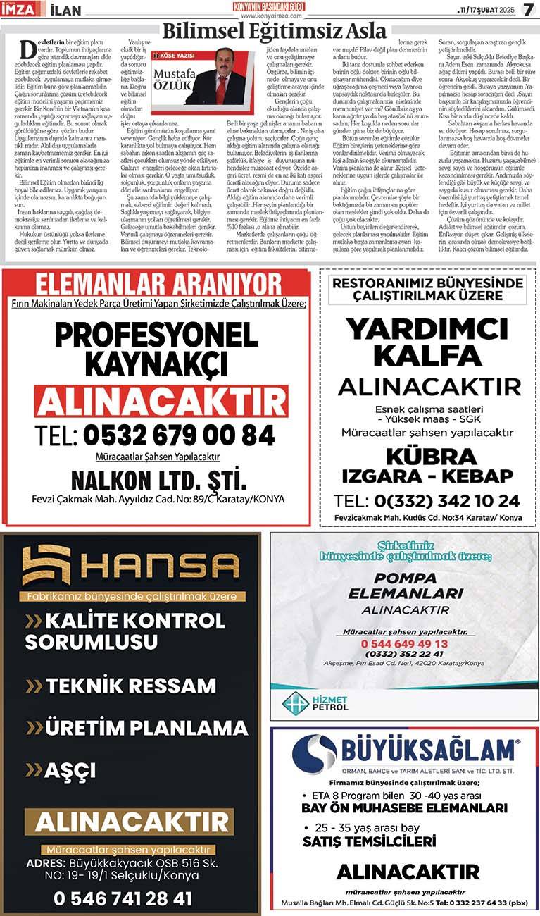 Konya İmza E-GAZETE (11/17 Şubat 2025) 7