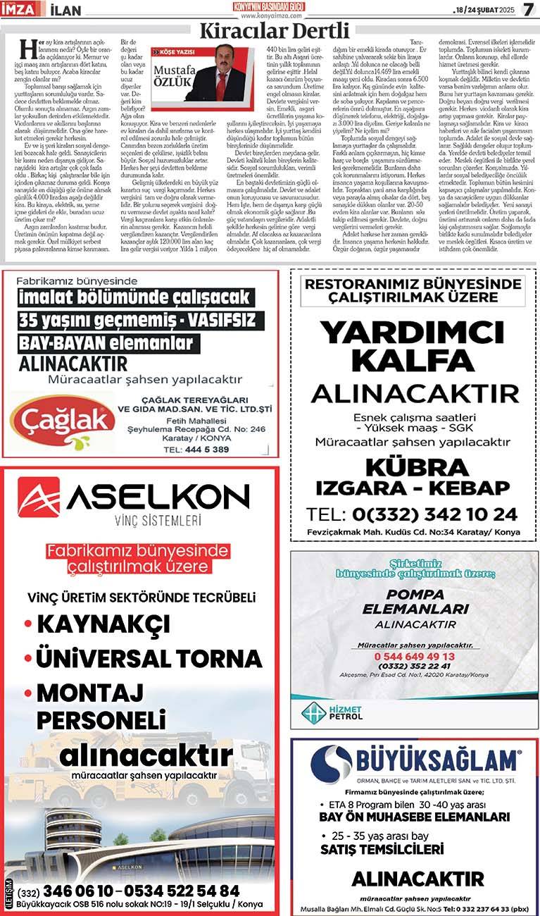 Konya İmza E-GAZETE (18 / 24 Şubat 2025) 7
