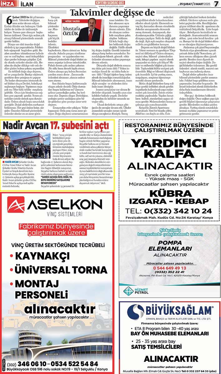 Konya İmza E - GAZETE (25 Şubat / 3 Mart 2025) 7