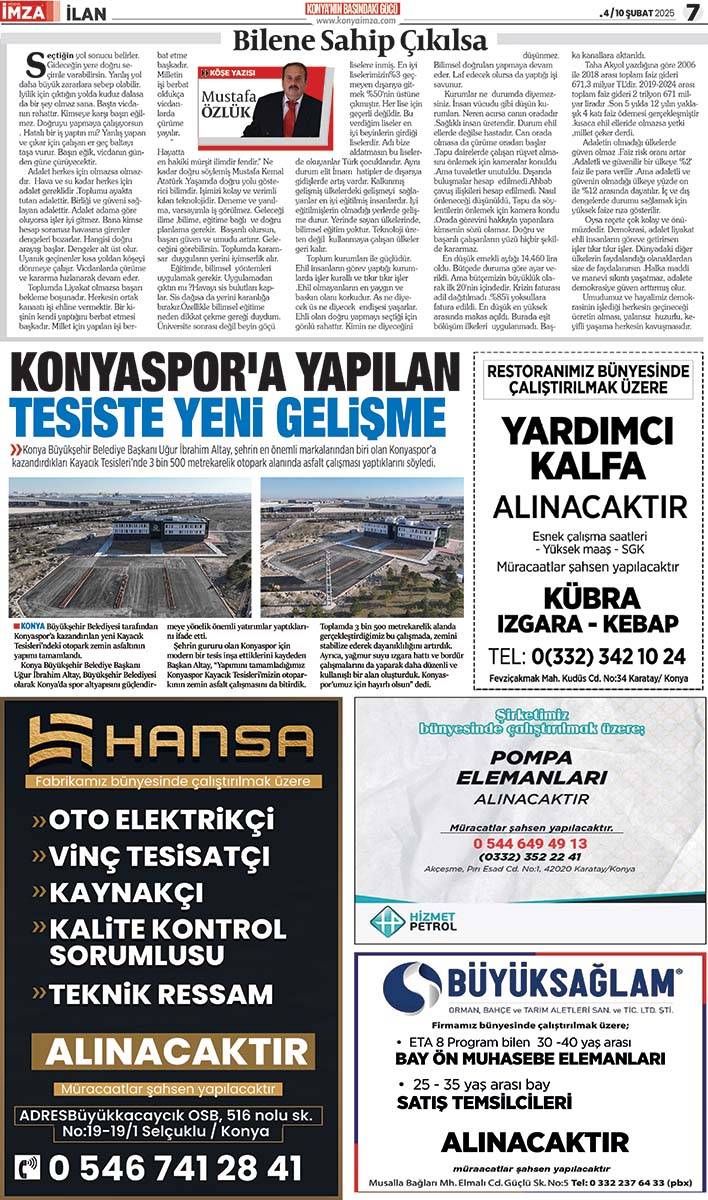 Konya İmza E-GAZETE 4 / 10 Şubat 2025 7