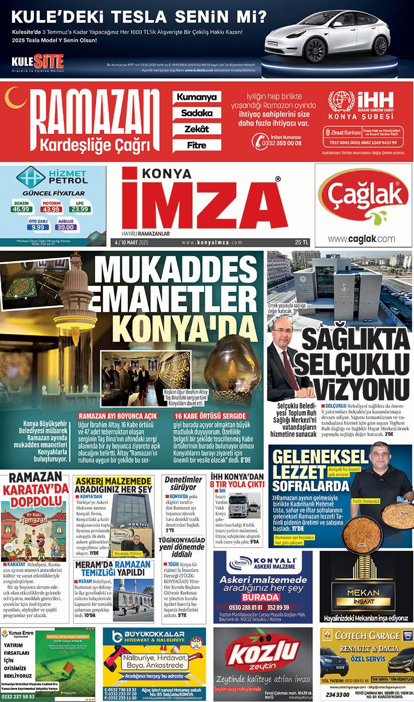 Konya İmza E-GAZETE! 4 / 10 Mart 2025 - Konya gazete oku - Konya yerel gazeteler 1