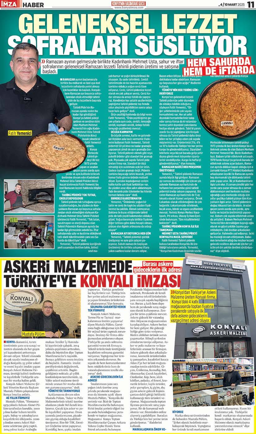 Konya İmza E-GAZETE! 4 / 10 Mart 2025 - Konya gazete oku - Konya yerel gazeteler 11