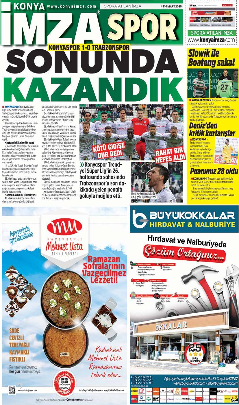Konya İmza E-GAZETE! 4 / 10 Mart 2025 - Konya gazete oku - Konya yerel gazeteler 12