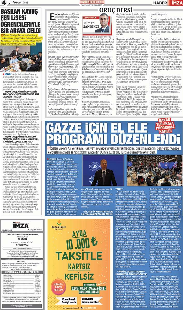 Konya İmza E-GAZETE! 11 / 17 Mart 2025 - Konya gazete oku - Konya yerel gazeteler 4