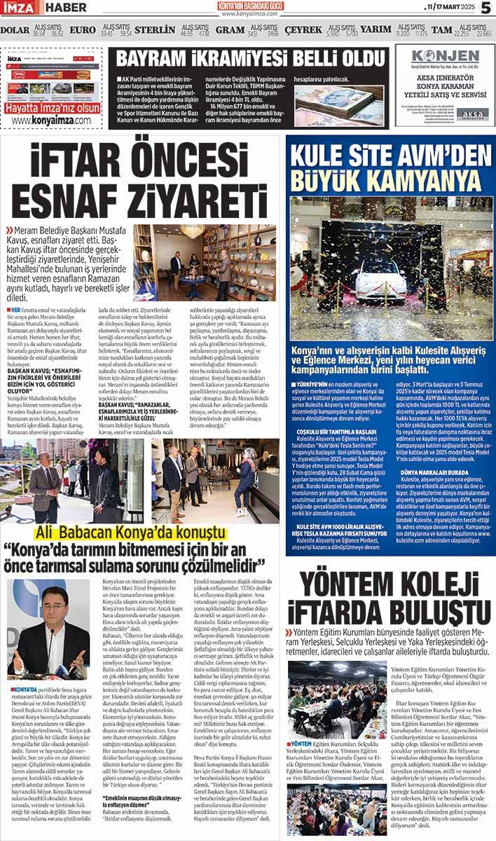 Konya İmza E-GAZETE! 11 / 17 Mart 2025 - Konya gazete oku - Konya yerel gazeteler 5