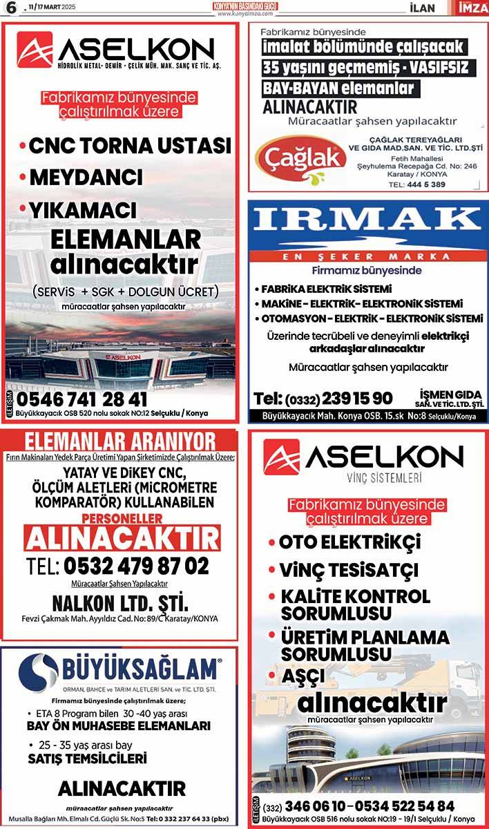 Konya İmza E-GAZETE! 11 / 17 Mart 2025 - Konya gazete oku - Konya yerel gazeteler 6