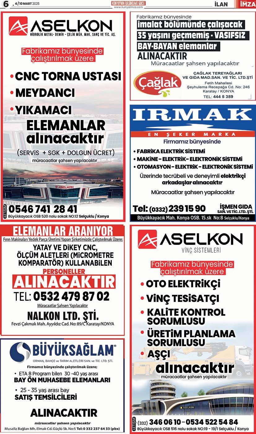 Konya İmza E-GAZETE! 4 / 10 Mart 2025 - Konya gazete oku - Konya yerel gazeteler 6