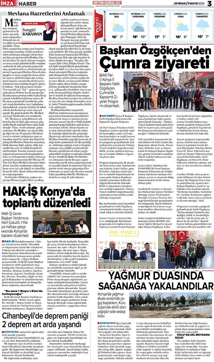Konya İmza E-GAZETE 29 Nisan / 5 Mayıs 2025 3