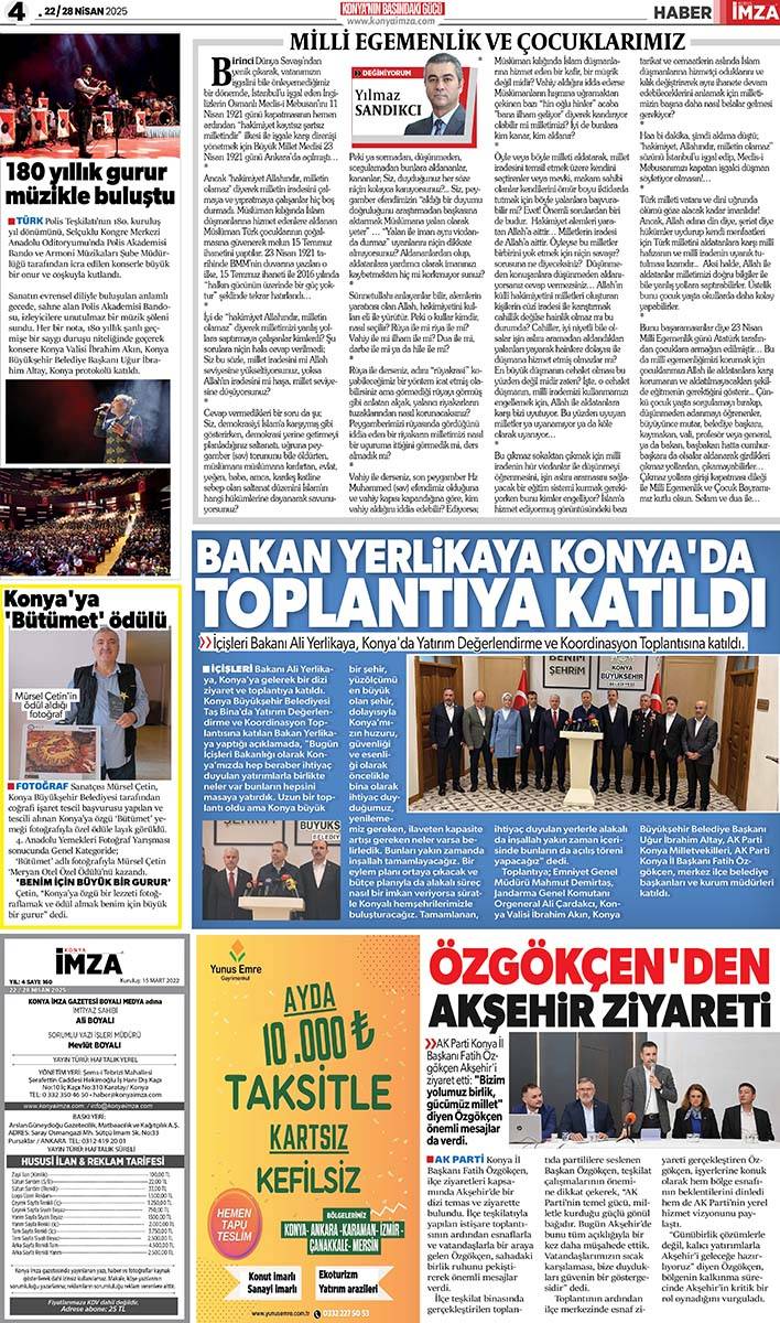 Konya İmza E-GAZETE 22/28 Nisan 2025 4