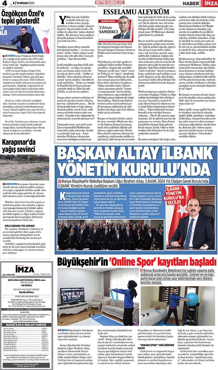 Konya İmza E-GAZETE (8 /14 Nisan 2025) 4