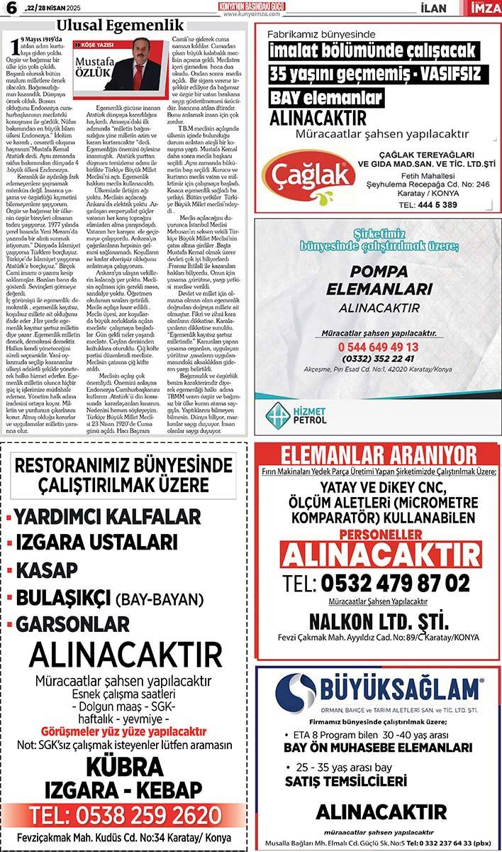 Konya İmza E-GAZETE 22/28 Nisan 2025 6
