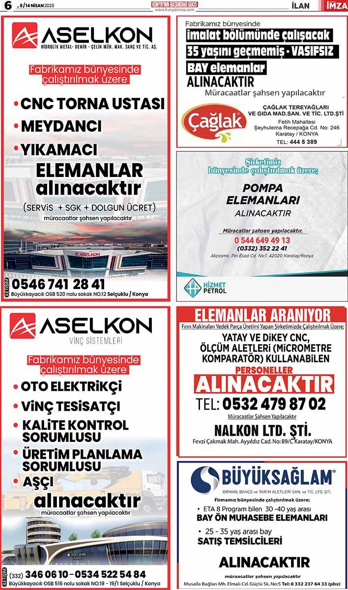 Konya İmza E-GAZETE (8 /14 Nisan 2025) 6