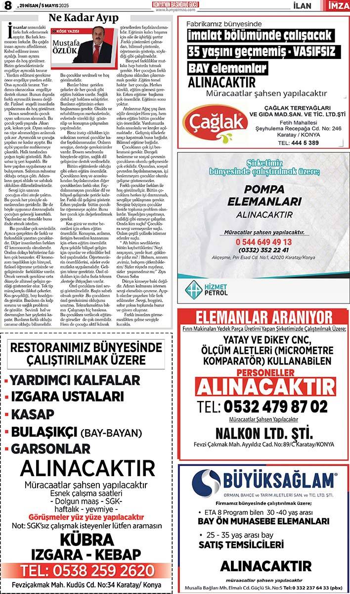 Konya İmza E-GAZETE 29 Nisan / 5 Mayıs 2025 8