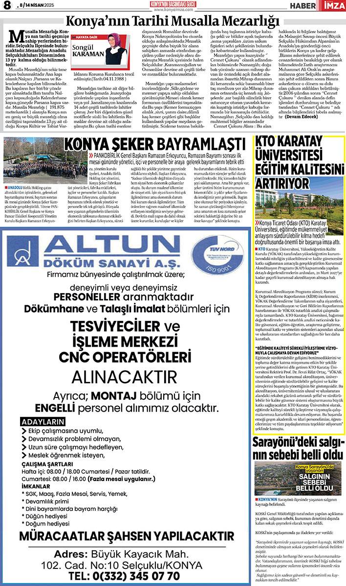 Konya İmza E-GAZETE (8 /14 Nisan 2025) 8