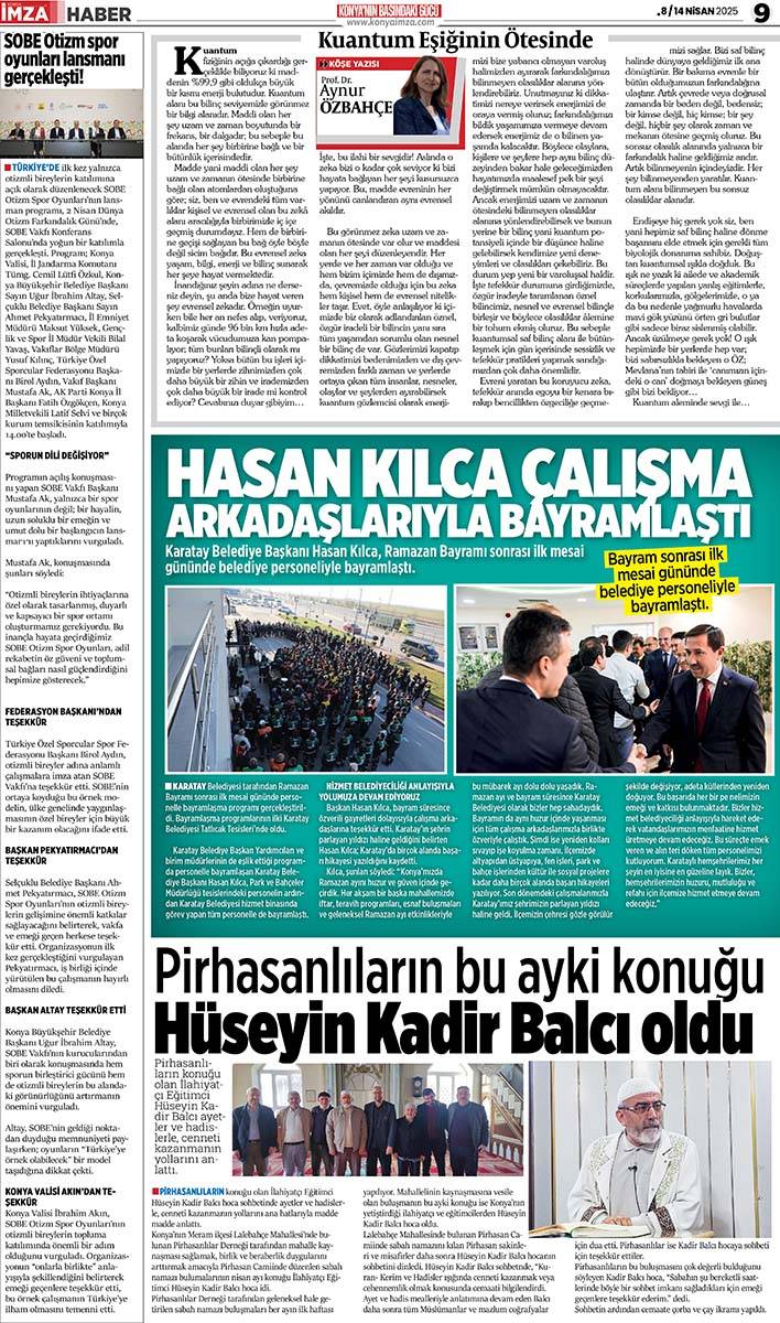 Konya İmza E-GAZETE (8 /14 Nisan 2025) 9