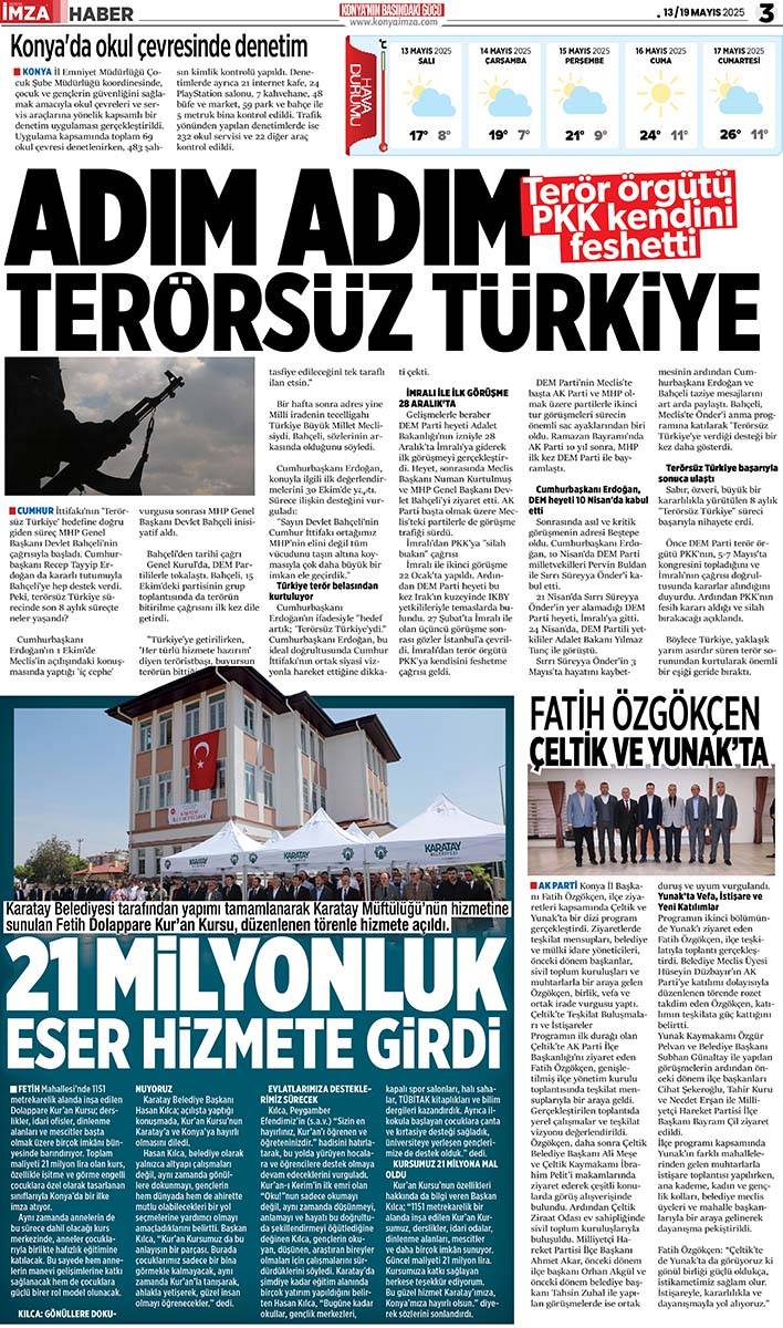 Konya İmza E-GAZETE (13 / 19 Mayıs 2025) 3