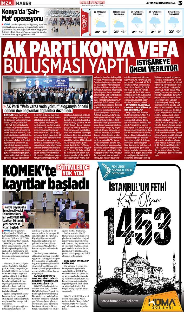 Konya İmza E-GAZETE (27 Mayıs / 2 Haziran 2025) 3